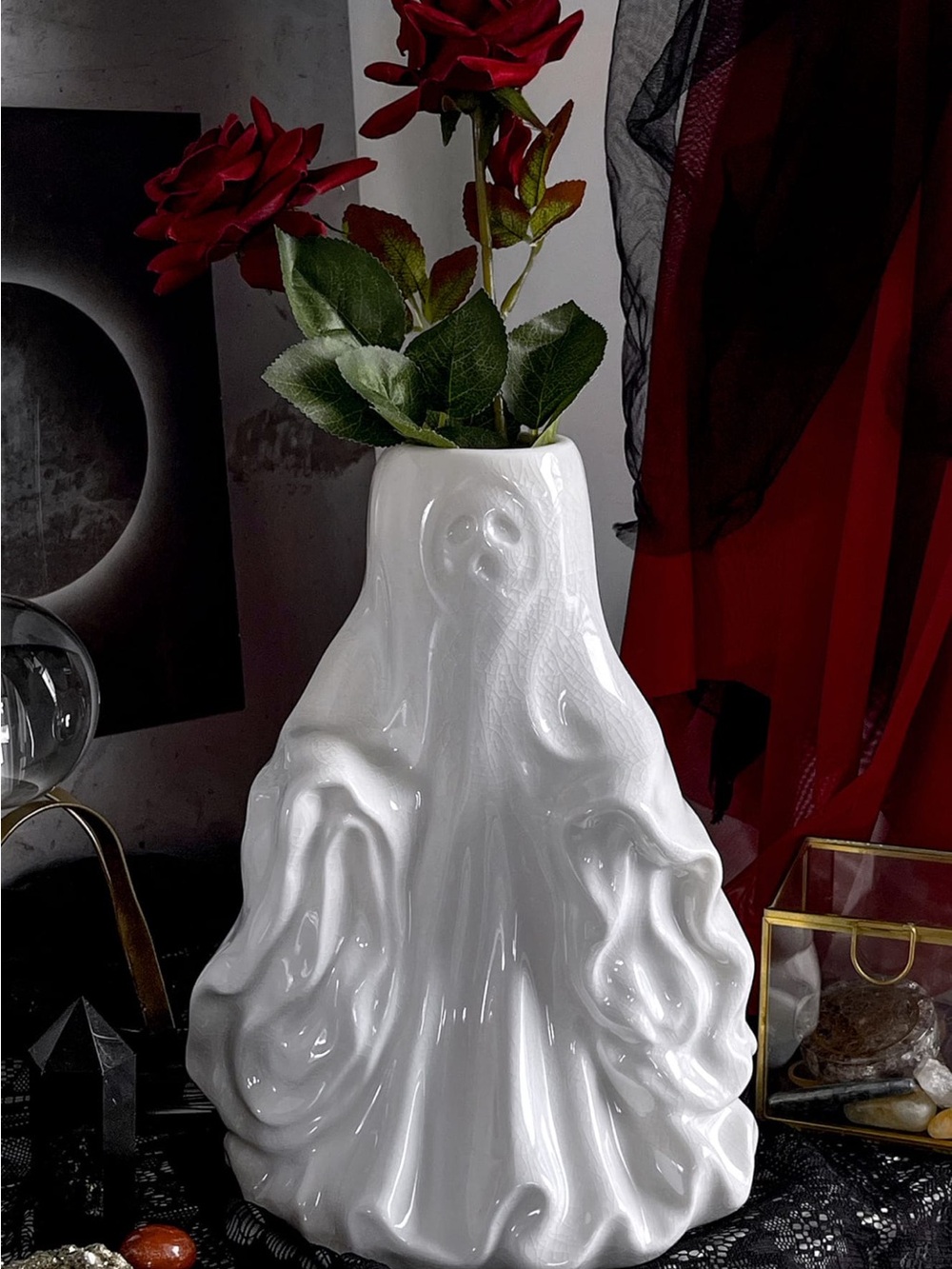 Killstar Home Collection White Ghost Ceramic Vase